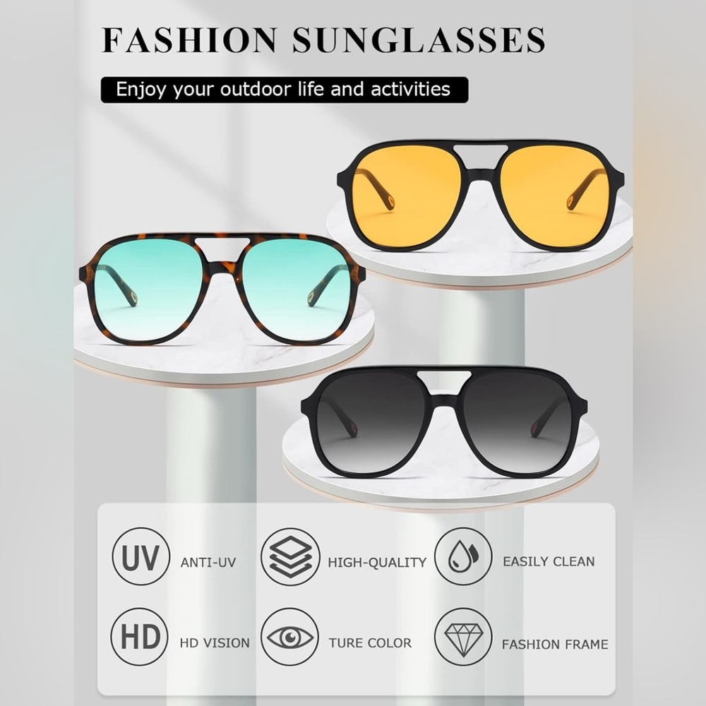 3 PAIR Retro  Aviator Sunglasses  for Men *NEW*
 70s Stylish Vintage NEW - Picture 2 of 6